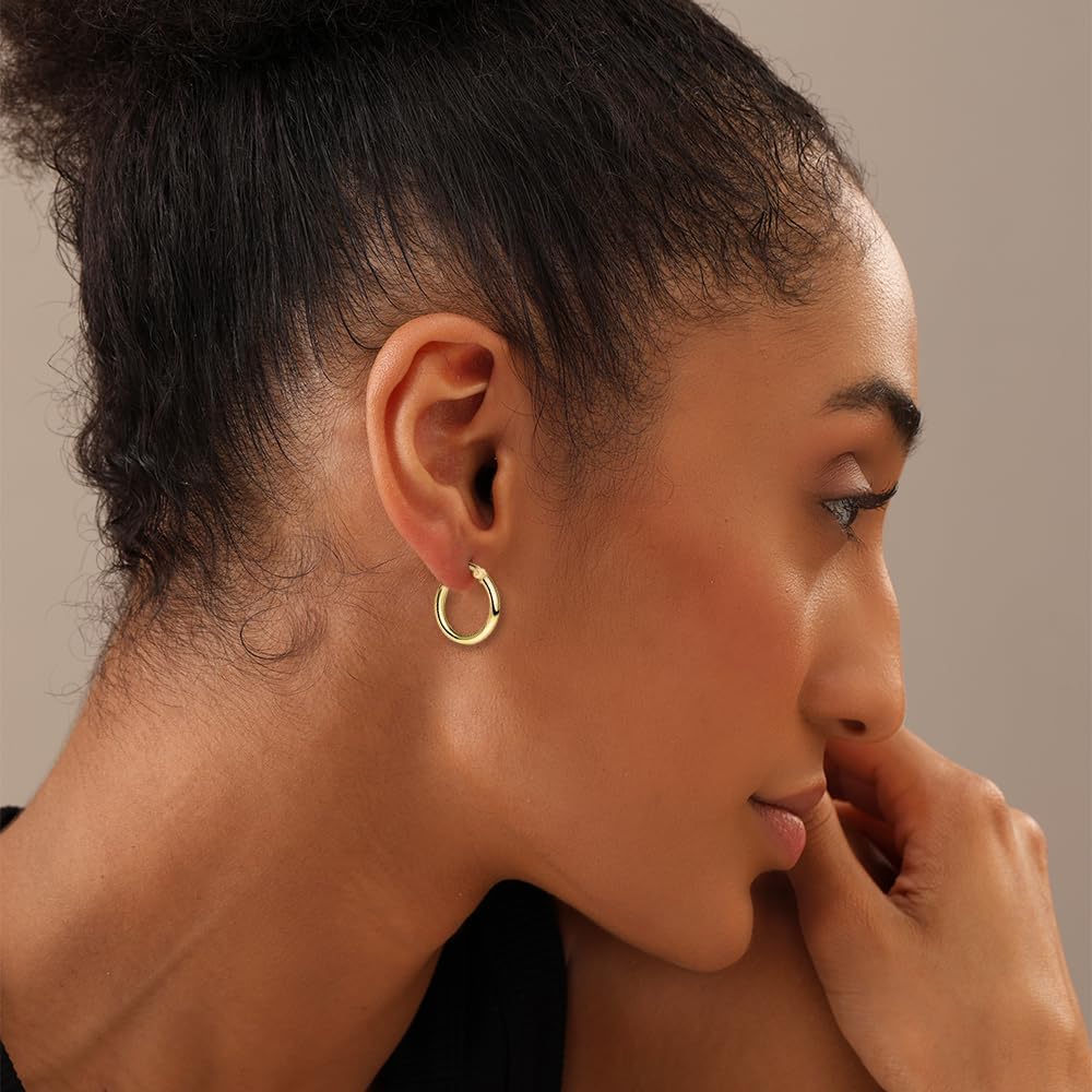 Charmsy 925 Sterling Silver Hoop Earrings for Women | 14K Gold-Plated 2.5mm Tube Classic Hoop Earrings | Women's Click-Top Earring Hoops | Size 15/20/25/40MM - Image 4