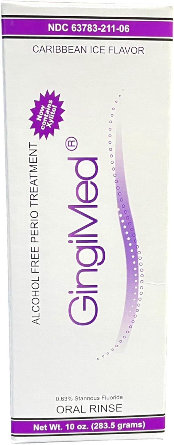 GingiMed .63% Stannous Fluoride Mouthwash with Xylitol | Alcohol-Free Fluoride Mouth Rinse | Periodontal Disease Treatment (Caribbean Ice - 10 Ounce) - Image 2