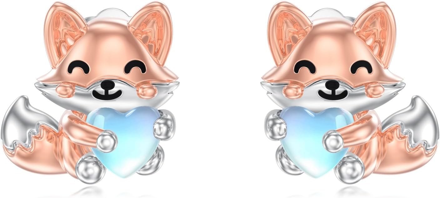 Seiyang Animal Stud Earrings 925 Sterling Silver Axotol/Bee/Cat/Duck/Dolphin/Frog/Owl/Sloth Moonstone Earrings Stud Jewelry Gifts for Women Animal Lover