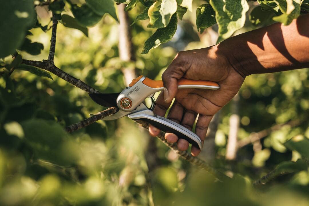 Fiskars Sekator boczny do świeżych gałęzi i gałązek, powłoka antyadhezyjna, stalowe ostrza/aluminiowe rączki, czarny/pomarańczowy, Plus, P531, 1057168