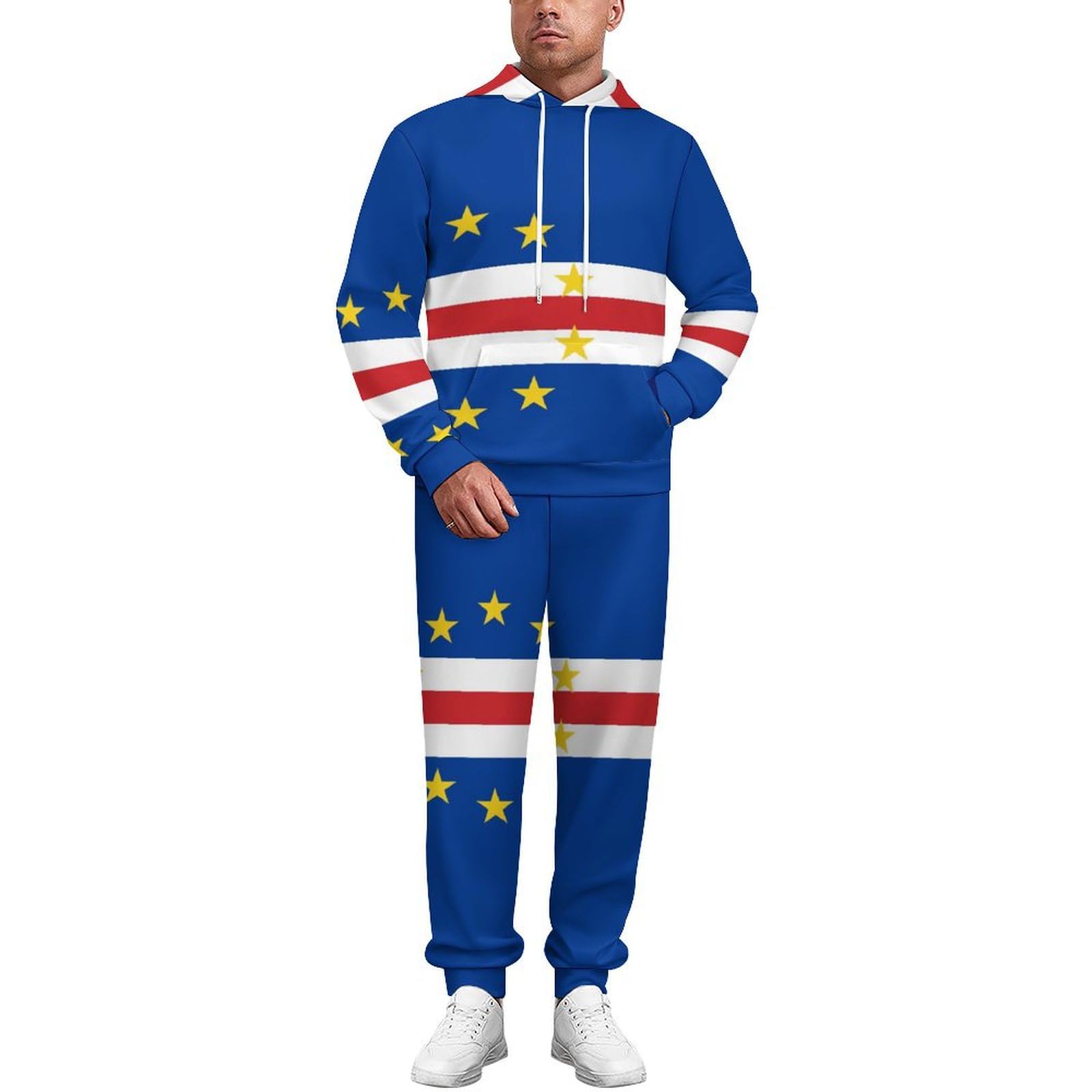 Ensembles Survêtements Pour Hommes Femmes Tenues 2 Pièces Sweat Capuche Pantalon Survêtement Ensemble Jogging Vêtements Sport Grande Taille Avec Ensemble Détente Imprimés Drapeau Cap-Vert