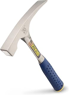 Estwing E3-20BLC Bricklayer's Mason Hammer - 20 oz Forged Steel Chipping Tool with Shock Reduction Grip, Made in USA