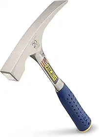 Estwing - Martelo de tijolos E3 – 20BLC – Ferramenta alvenaria de 590 ml com construção em aço forjado e cabo de redução de choque – E3-20BLC Prata