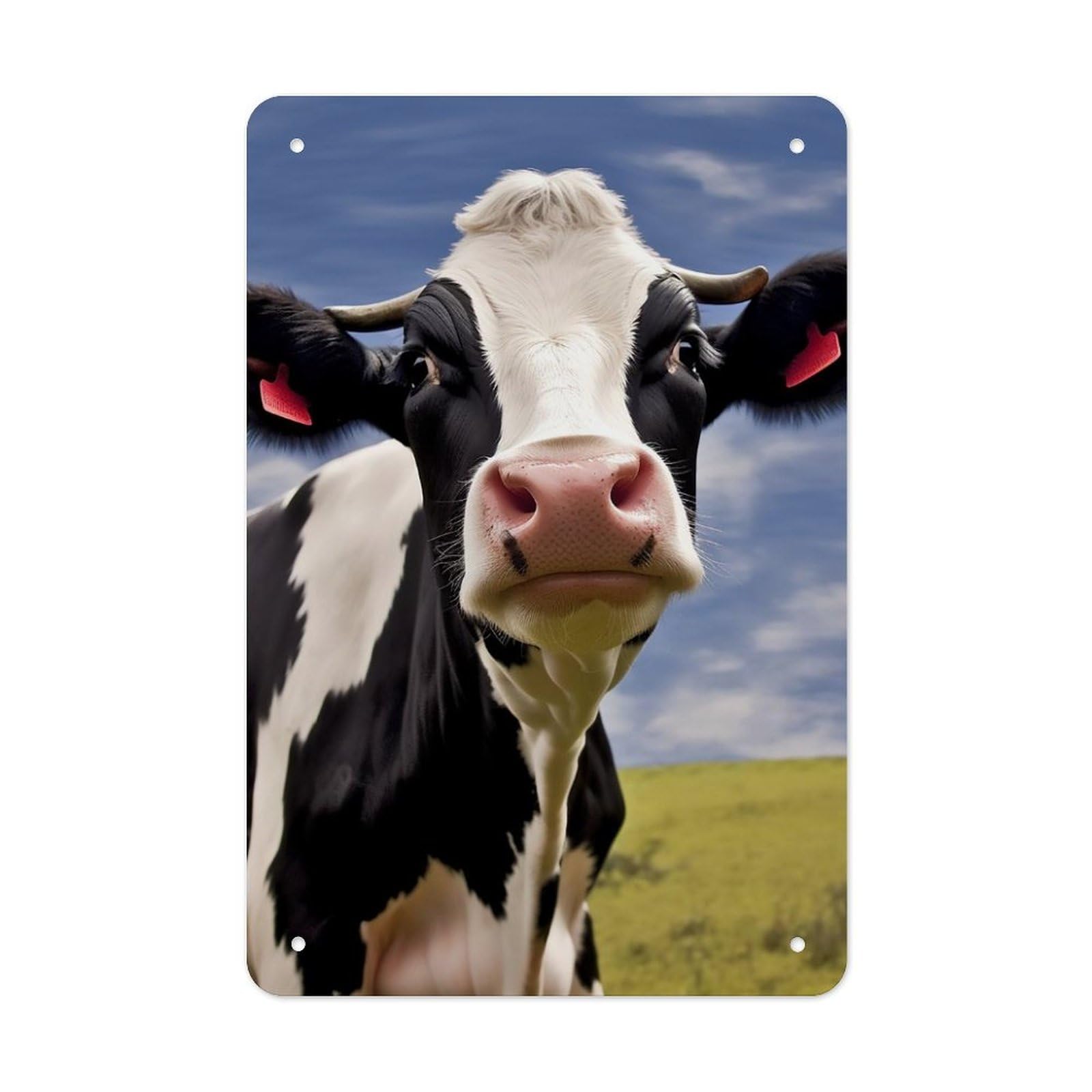 QMNLKH Black White Cow Plaques for Wall Decor, Personalized Metal Tin Sign for Home, Multifunctional Poster for Office, Fashion Painting for Hallway, Wall Art Pictures, 7.9x11.8Inch
