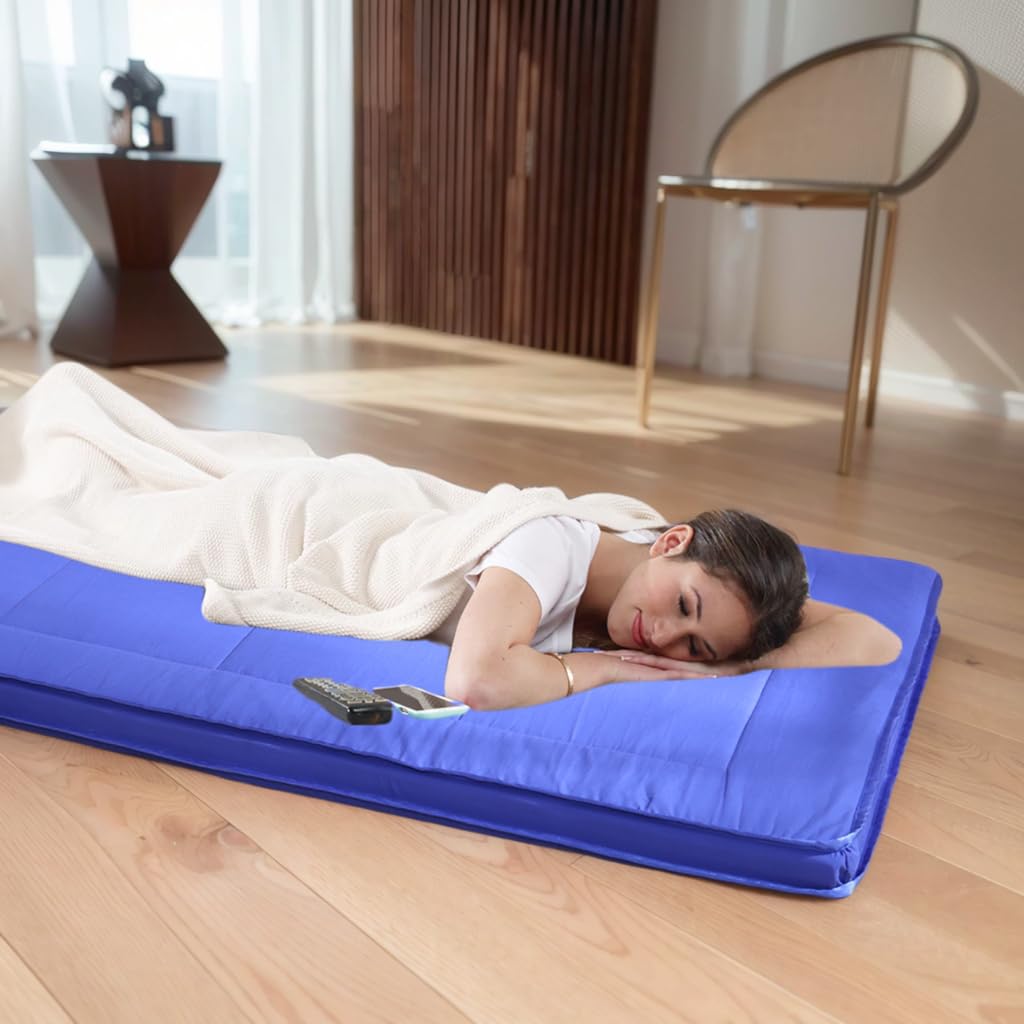 Getmo Resin Japanese Futon Mattress Floor Futon Beds Tatami Mat Couch Bed Twin Futon Mattresses for Adults Twin Blue