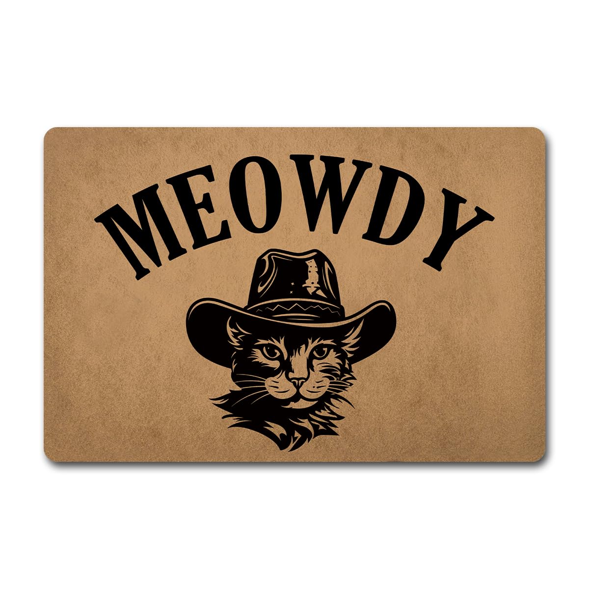 Funny Welcome Doormats Decorative Area Rugs for Front Porch Meowdy Cute Cats In Cowboy Hats Personalized Monogram Kitchen Rugs and Mats With Anti-Slip