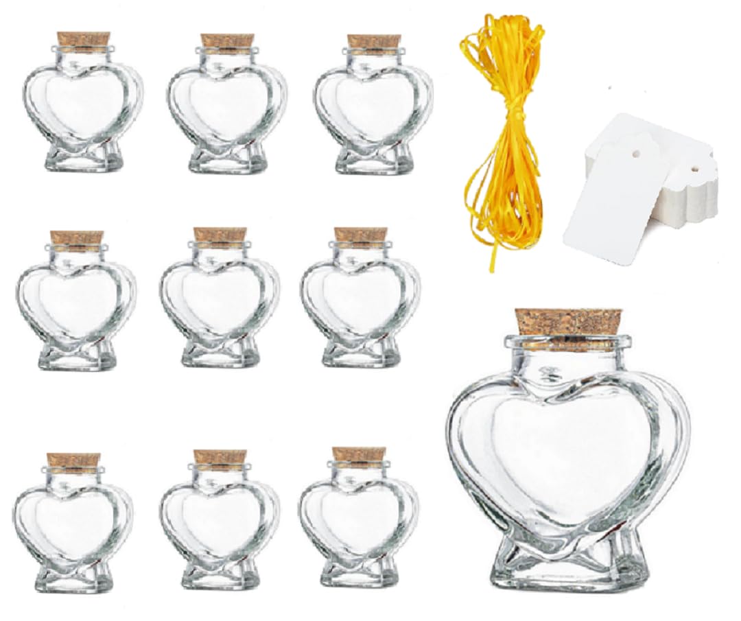 zmgmsmh Mini heart jars small heart shaped glass jar with cork lids candy jars bridal shower favors memo jar perfect amount about 3 ounces holding