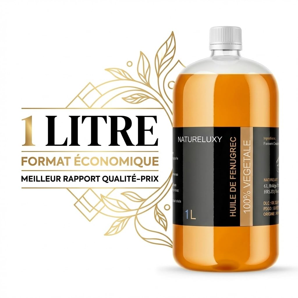 Huile de Fenugrec 1L – | Soin Visage, Corps & Cheveux | Nourrissante, Raffermissante & Fortifiante
