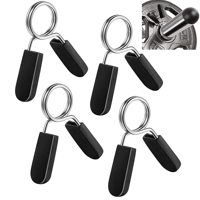 Spring Clip Collars 1 inch 25 mm for Smooth Dumbbell Handle or Standard Weightlifting Barbell Pack of 4