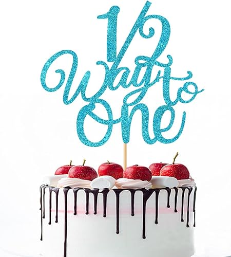Miniatura 8 de Naicaek Decoración de pastel de 12 Way to One, decoración de pastel de 6 meses, decoración de pastel de medio camino a uno, decoración de fiesta de