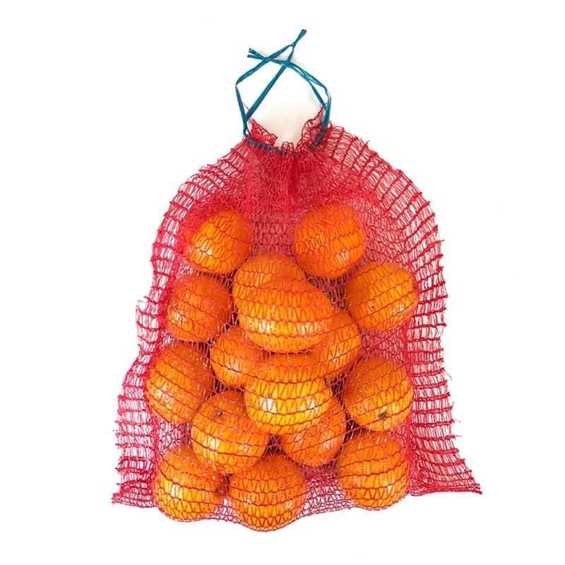 PAMPOLS Pack 100 Sacos de Malla para Naranjas, Cebollas o Frutos Secos con Cierre y Asas | Peso Util 10kg | Malla Red Raschel | Medidas 37x50cm | Color Rojo