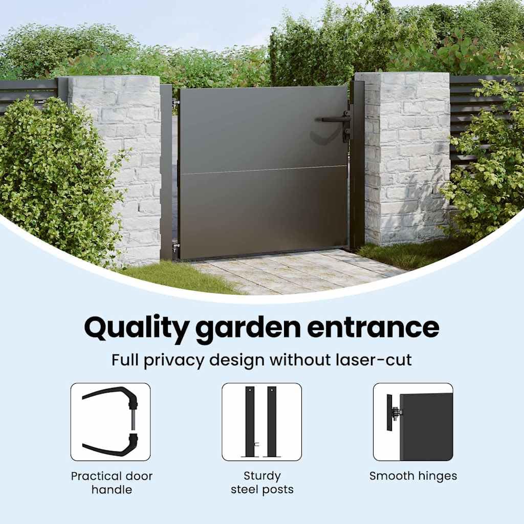 vidaXL Gartentor Schwarz 85 x 105 cm Pulverbeschichteter Stahl, Elegantes Garten- und Terrassentor, Metall, modernes Design, rostfrei, wetterfest, laserbeschnittene Sicherheitsbarriere
