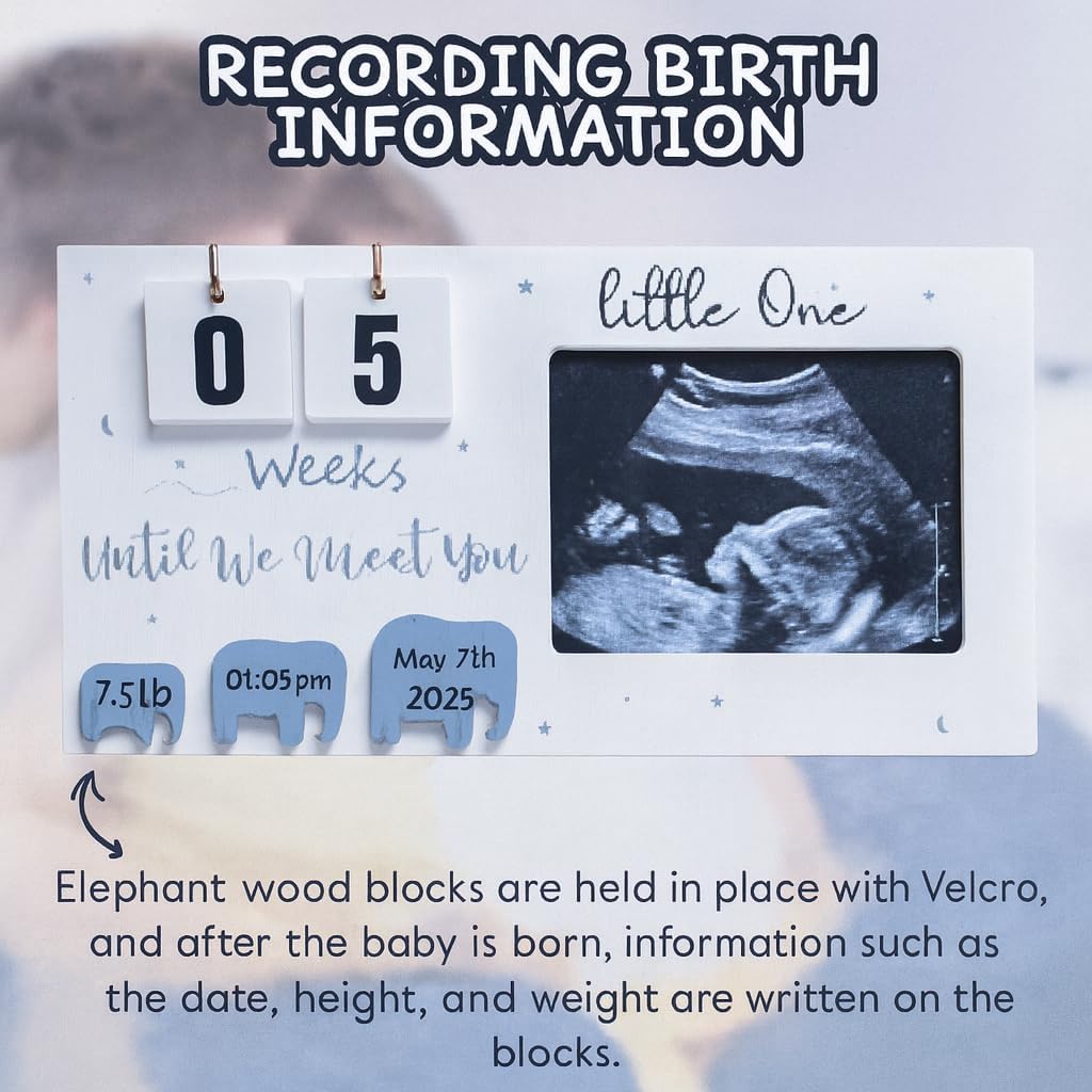 Wonders Ladiess - Baby Sonogram Picture Frame – Ultrasound Photo Frame with Countdown Weeks & Due Date – Pregnancy Announcement Gift for Expecting Parents, First Time Mom & Grandparents – Baby Shower Keepsake Decor