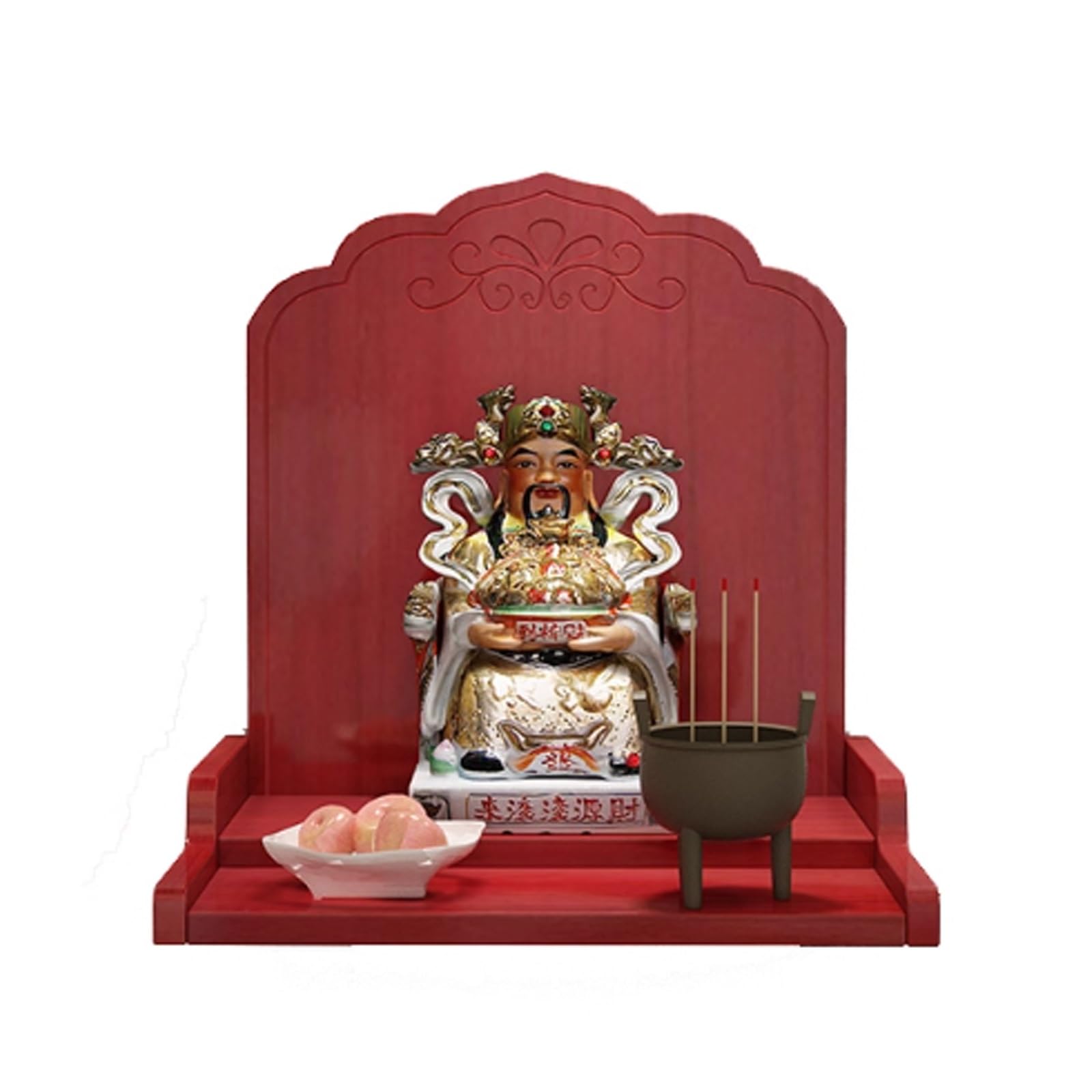 JNTFNE Wall-Mounted Buddha Statue Stand Household Small Buddhist Shrine Altar Table solid wood Prayer Offering Chinese Shelf for Incense Offerings(Red,43 * 37 * 42cm/16.9 * 14.6 * 16.5in)
