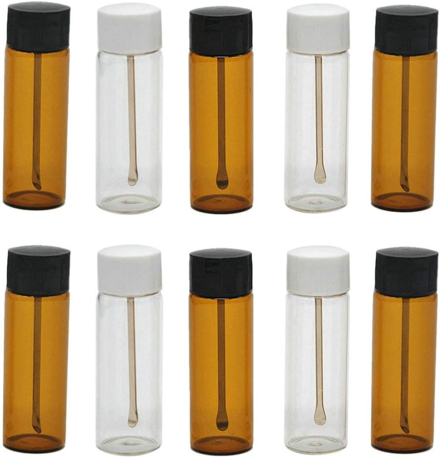 Glass Snuff Snorter Bottle with Spoon Bullet Rocket Snorter Portable Pill Box Vial Mini Pill Container (10)