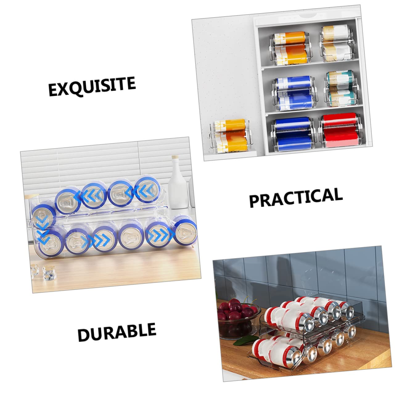 ULTECHNOVO Organizador de Latas de Refresco Transparente de Doble Capa | Plástico, Diseño Rodamiento Automático, para Apartamento y Campers, 1 Pieza
