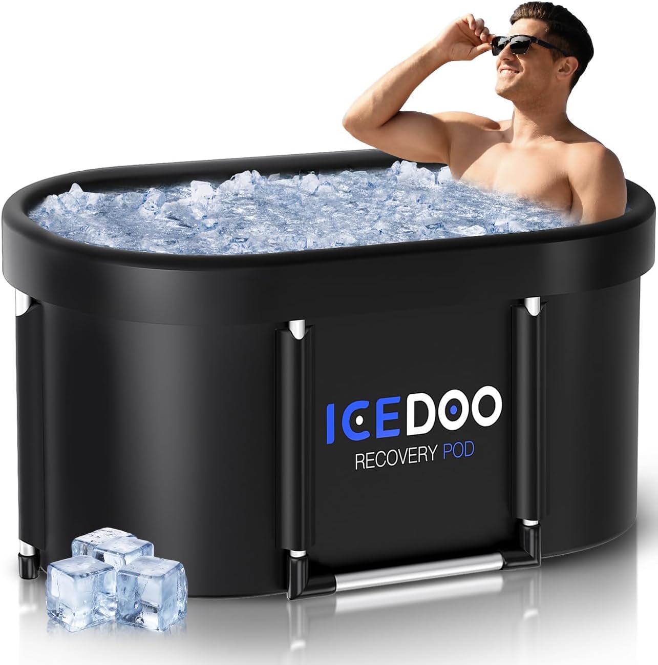 Upgraded XL Athlete's Collapsible Ice Bath Tub,129 Gal Large Cold Plunge Tub for Athletes With Cover, portable Drop-In Bathtubs Cold Water Therapy Ice Baths at Home,Gym