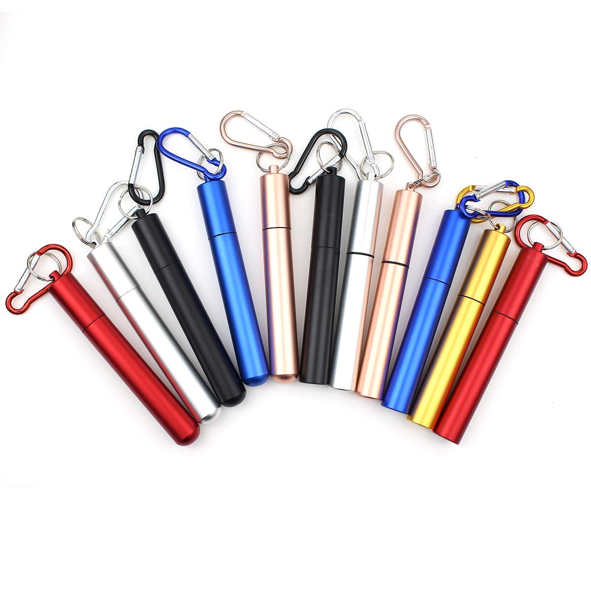 Paille Pliable En Acier Inoxydable Avec Porte-Clés - Réutilisable Et Rétractable (Neuf)