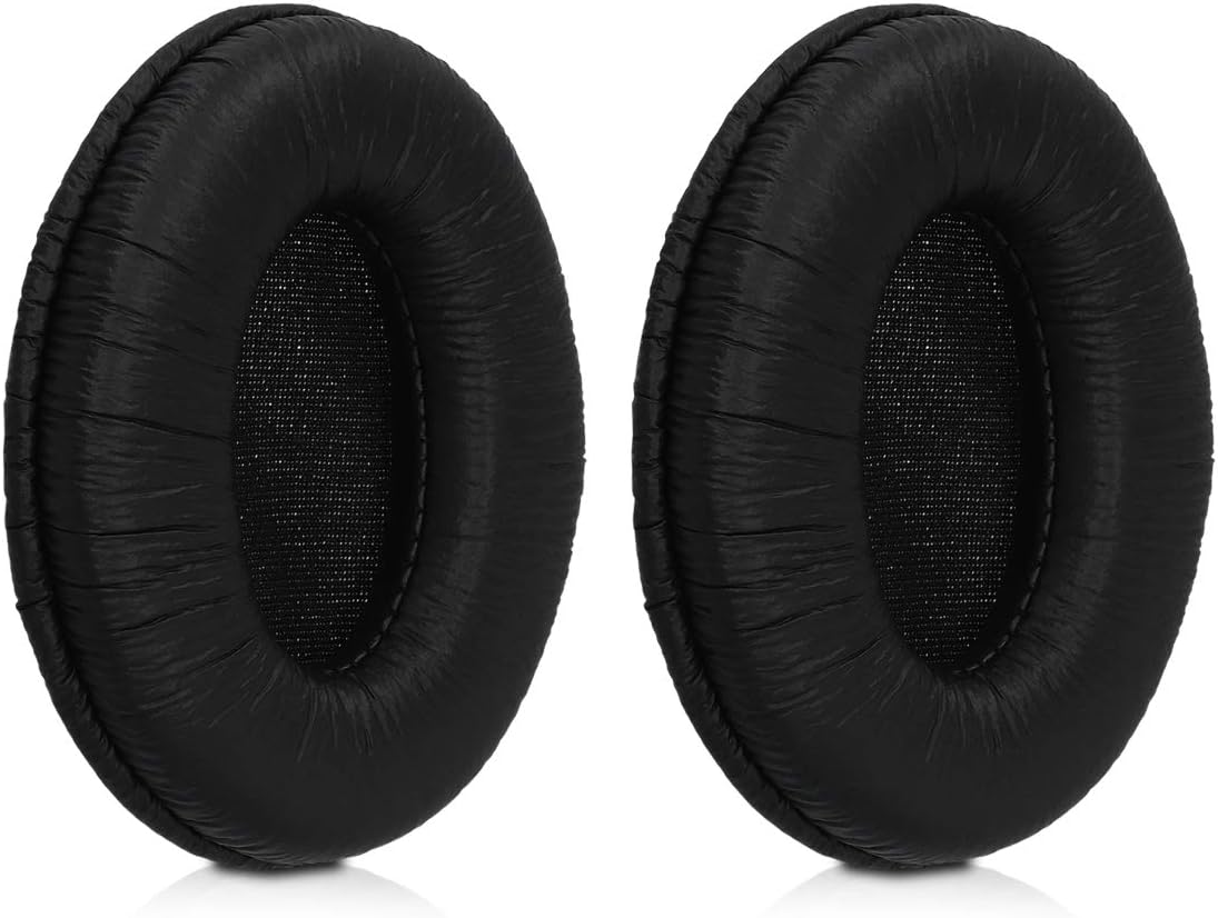 kwmobile 2X Earpads for Sennheiser HD457 / HD202 / HD212 / HD447 / HD497 - PU Leather Replacement Ear Pads for Over-Ear Headphones - Black Black 48911.01