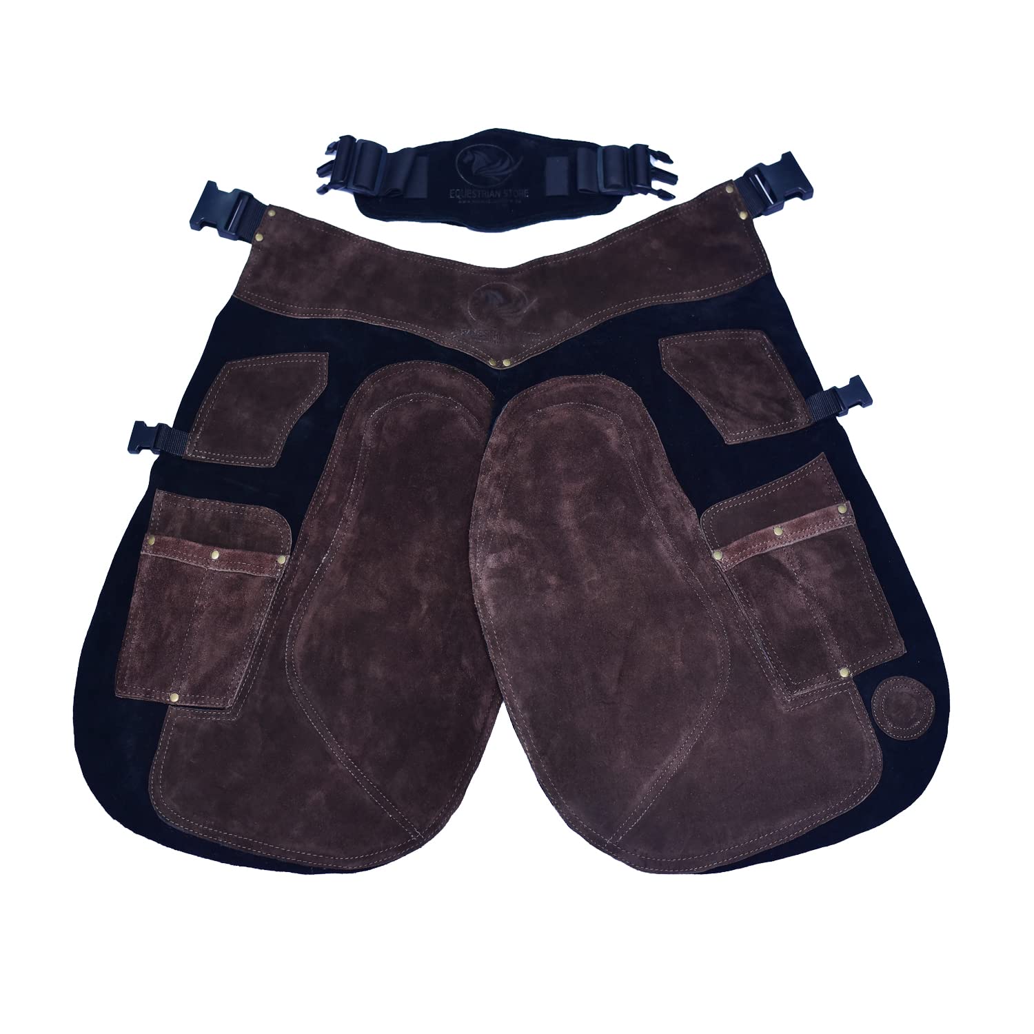 EQUESTRIAN STORE Damen-Hufschmiedschürze aus Vollnarbenleder, 59 cm. Hochwertige Hufschmiedschürze und Chaps. Pferdeputzschürze