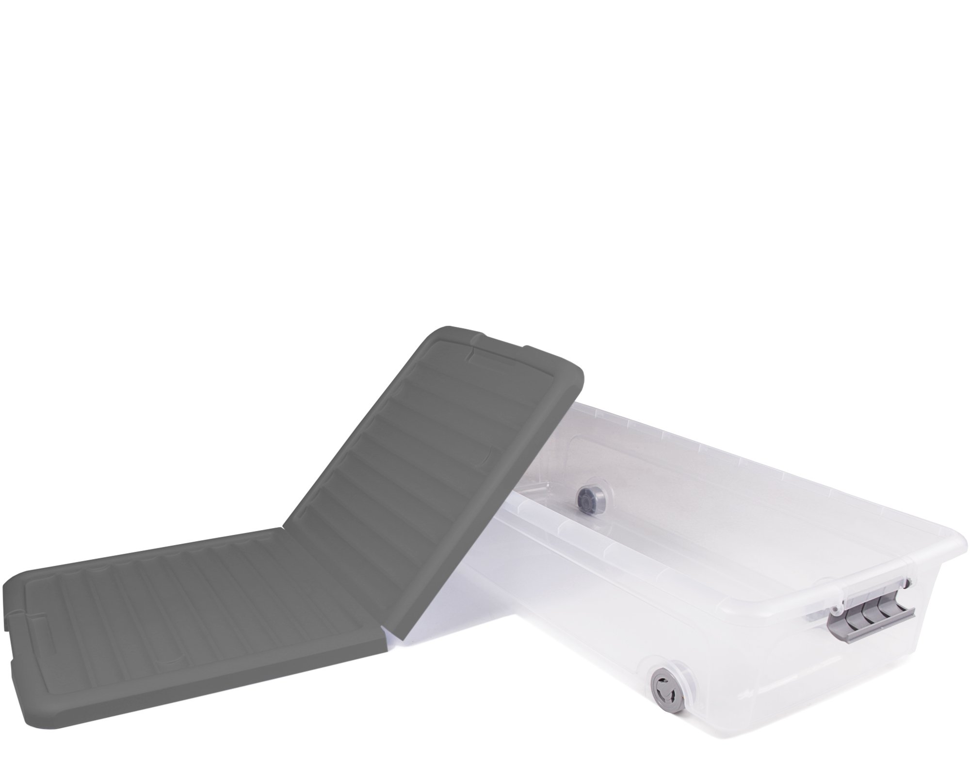 Ondis24 Unterbettbox Kleiderbox Schuhkiste Schuhbox Rollerbox Aufbewahrungsbox 35 W (5 Stück, Grau)