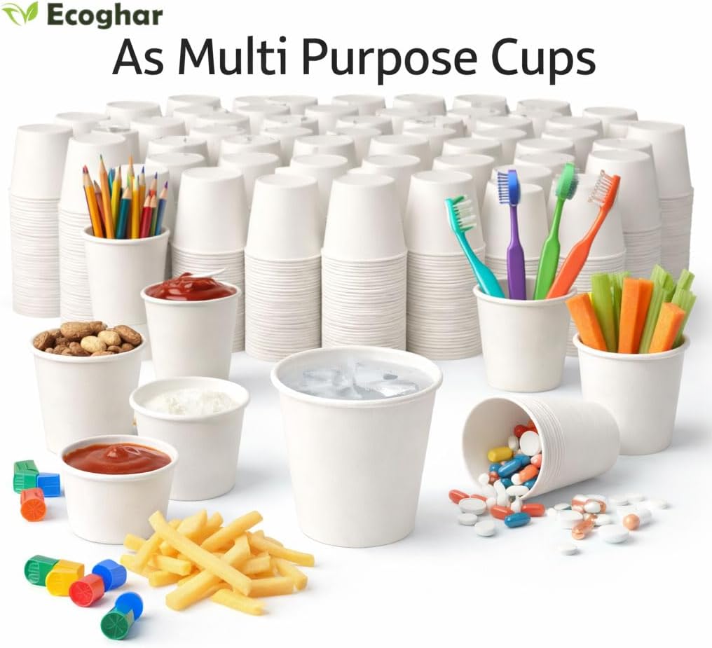 300 Pack 3 oz Disposable Paper Cups, Biodegradable Small Coffee Cups, Mini Mouthwash Cups, Suitable for Bathroom, Market, Shops, Party, Picnic, Travel & Events Use, White (3 OZ) image 4