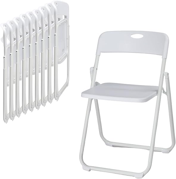Karl home 10 Pcs Folding Chair, 300LBS Lightweight Foldable Plastic Chair, Reinforced Metal Frame Easy to Fold & Store for Indoor & Outdoor, Wedding, Party, Meeting Room, Patio and Garden, White