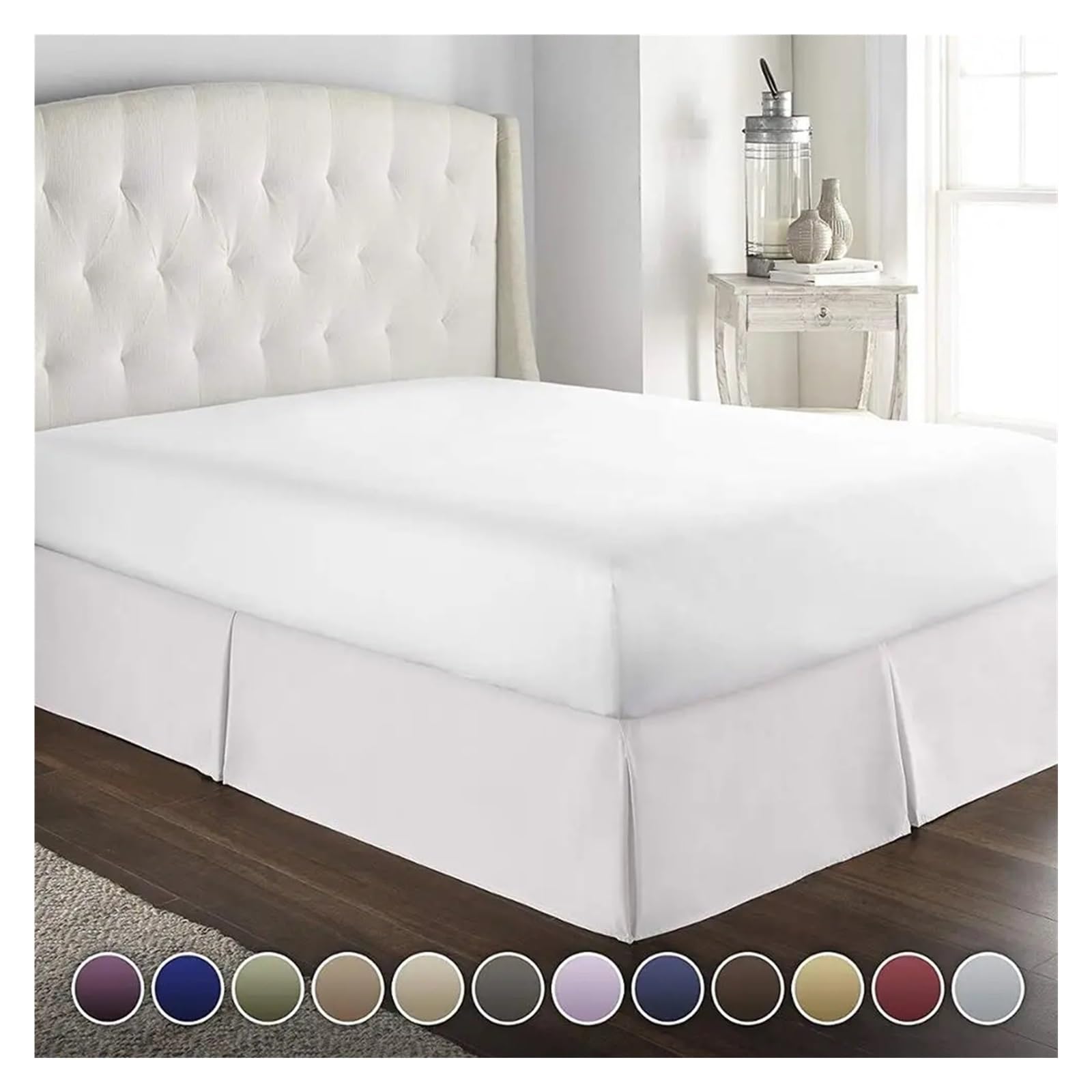 Elegancka czarna spódnica na łóżko hotelowe plisowana konstrukcja miękka poczwórny styl centralne plisy narożne idealna do luksusowego wystroju sypialni 200 x 200 x 35 cm jakość hotelowa