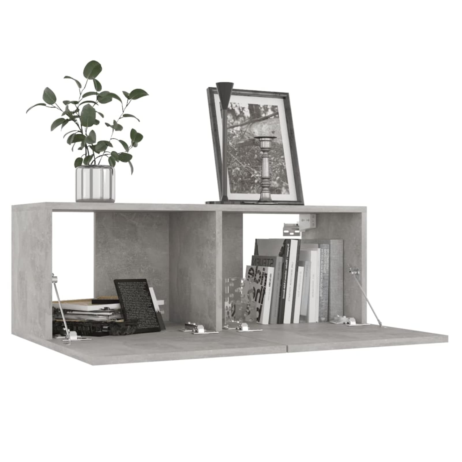 Festnight Mobile a Parete, tv Sospesa, Soggiorno, Moderna, in Legno Multistrato Grigio Cemento 80x30x30 cm