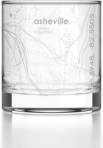 Miniatura 107 de Well Told Vaso de whisky grabado con mapa de Charleston, Carolina del Sur, vaso de rocas estilo antiguo (11 oz, transparente), vaso de whisky