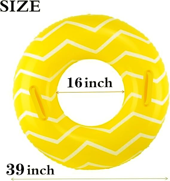 Inflatable Inner Tubes for Floating for Adults, Pool Tubes with Handles, 39 Yelllow Round Pool Float, Pool Ring Floaties for Kids Teens & Adults
