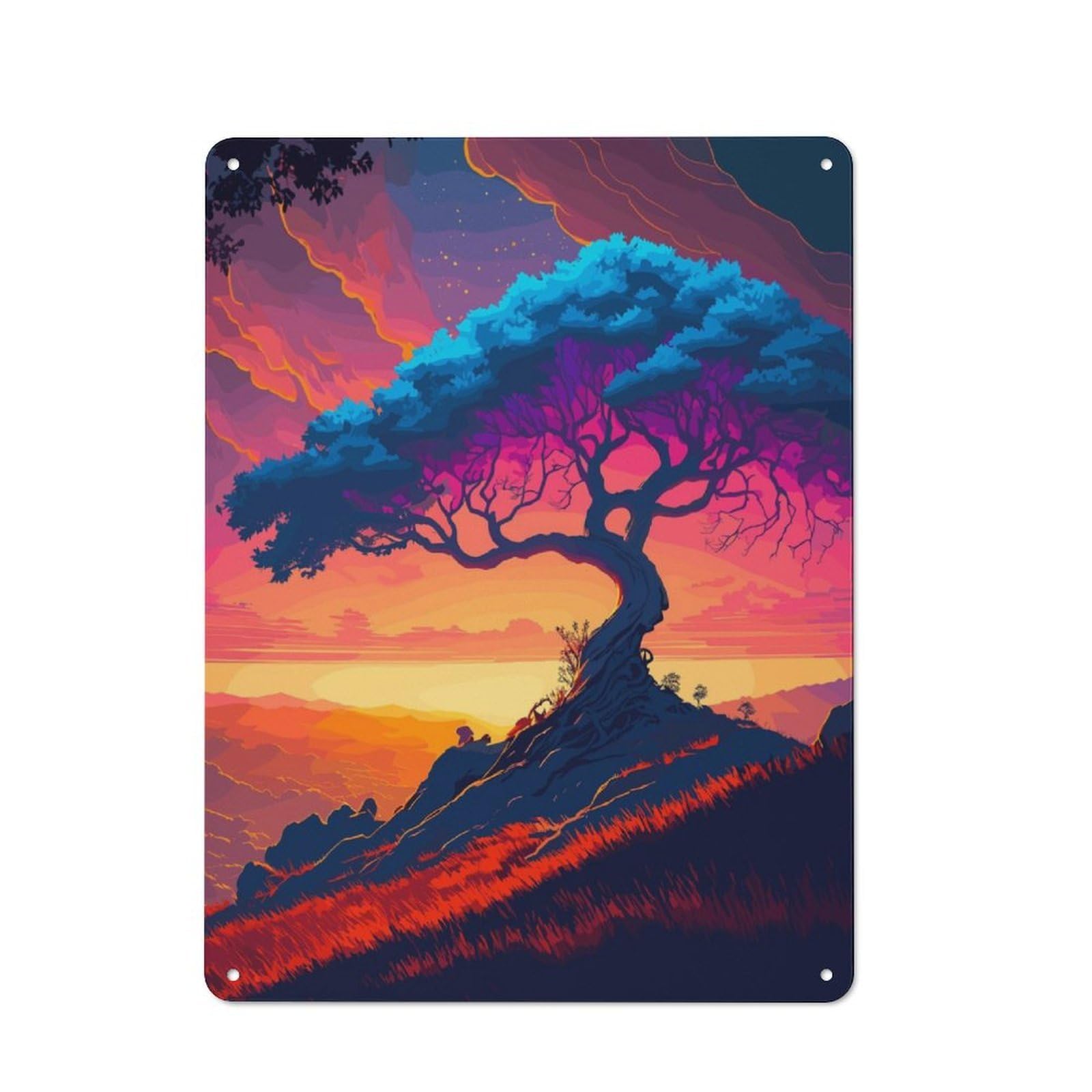 Junmoney Ancient Tree Tin Wall Plaque 40X30cm With For Home Office Or Studio, A New Home Present For Creative Workspace Decorators