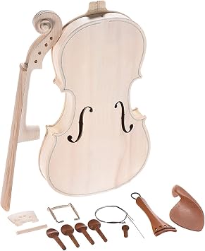 Unfinished Guitar Body DIY 4/4 Full Size Violin Kit Natural Solid Wood Acoustic Fiddle with EQ Spruce Top Maple Back Neck Fingerboard Tailpiece New Guitar DIY Accessory Color 2