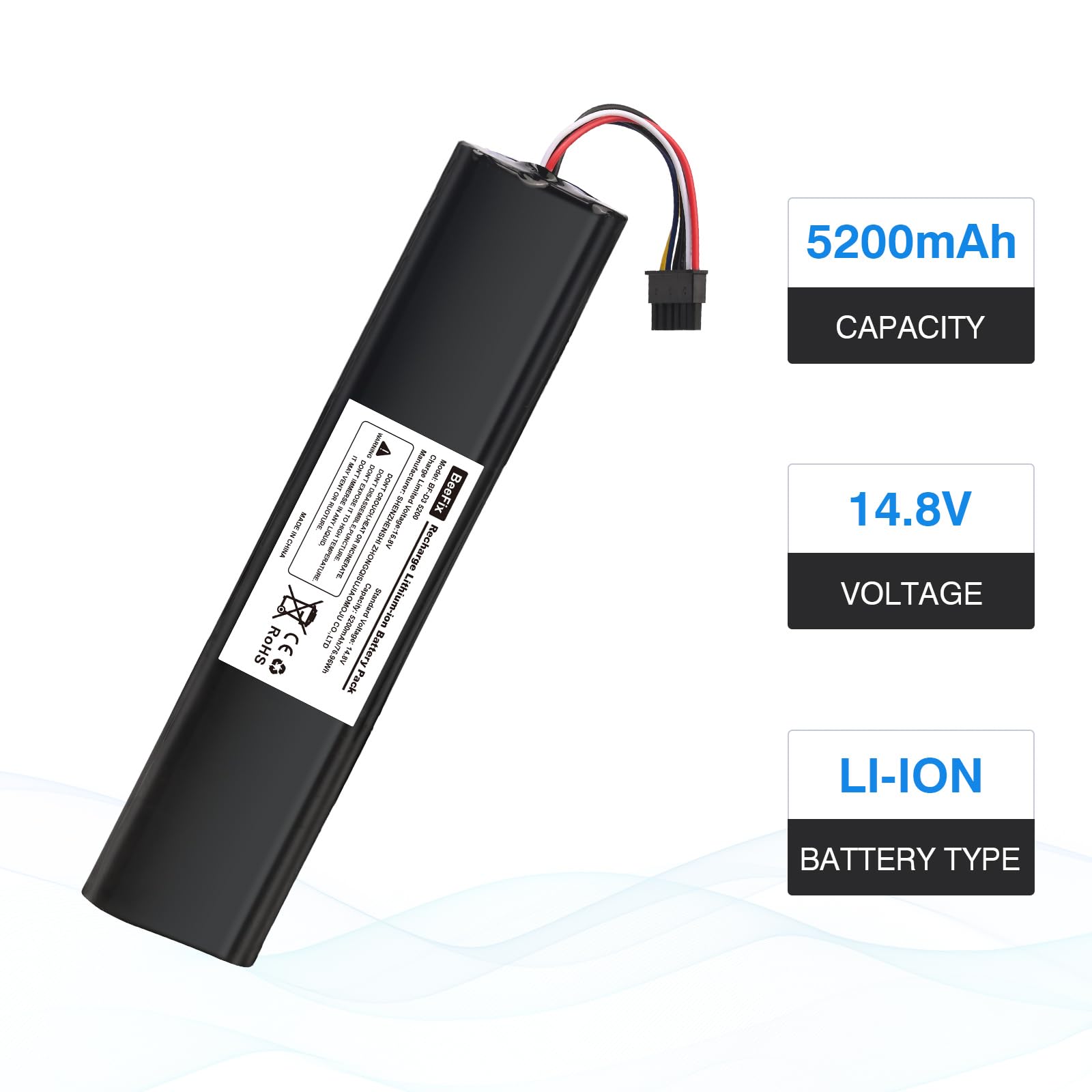 Batteria di ricambio da 5200 mAh per robot aspirapolvere Neato Robotics Connected D3, D5, D7, ad alta capacità Robotic Vacuum 14,4 V agli ioni di litio 945-0225