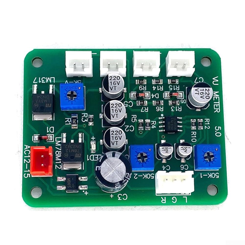 Lot de 2 VU mètres 35 mm avec rétroéclairage et pilote de niveau audio adaptés pour l'entrée de signal audio des téléphones, ordinateurs, préamplis et lecteurs MP3 avec alimentation AC 12 V