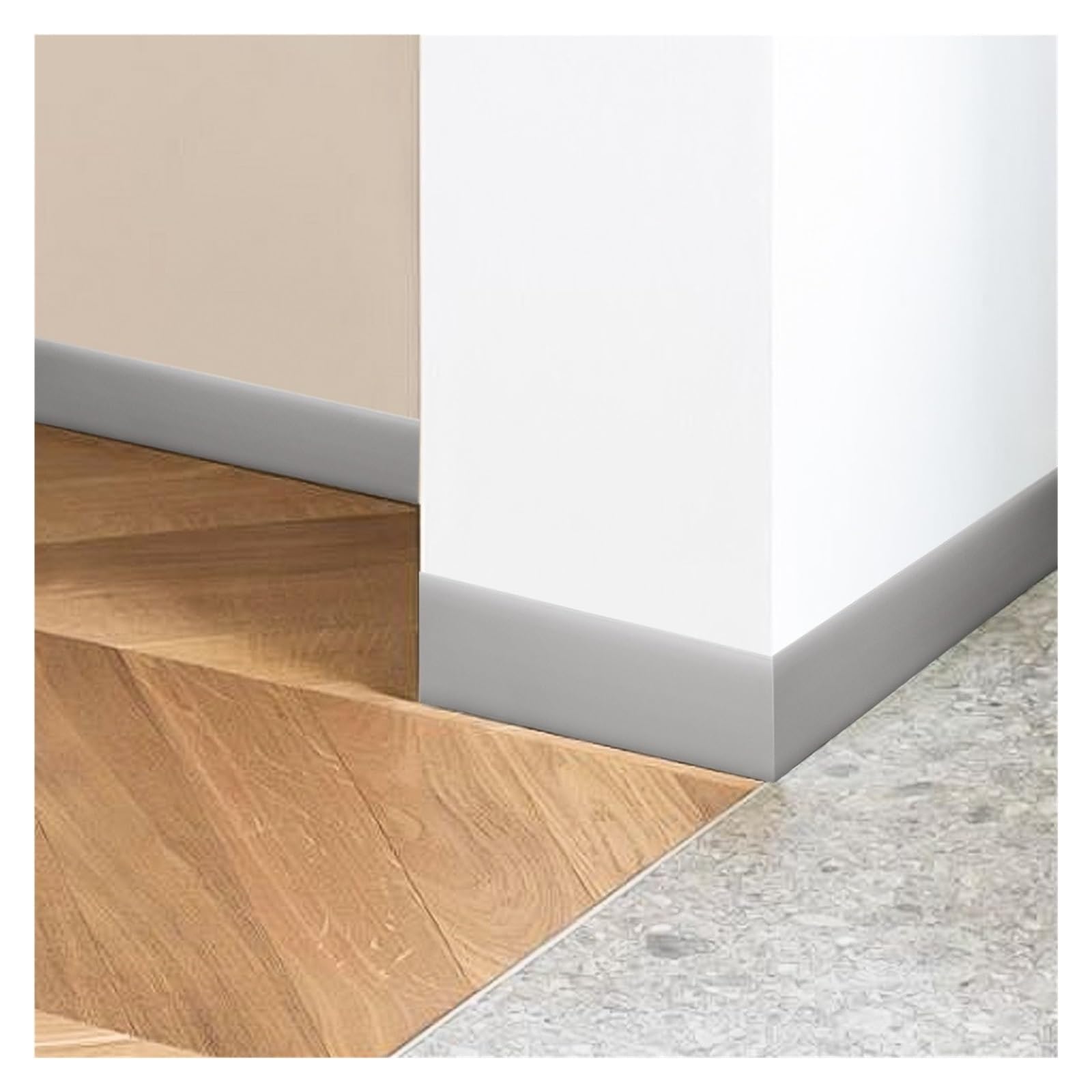 Rodapiés impermeables Línea de rodapié autoadhesiva impermeable 10-2M, pegatinas pared 3D, decoración anticolisión gruesa, líneas esquina Baño(Beige,3Rolls- (6M))