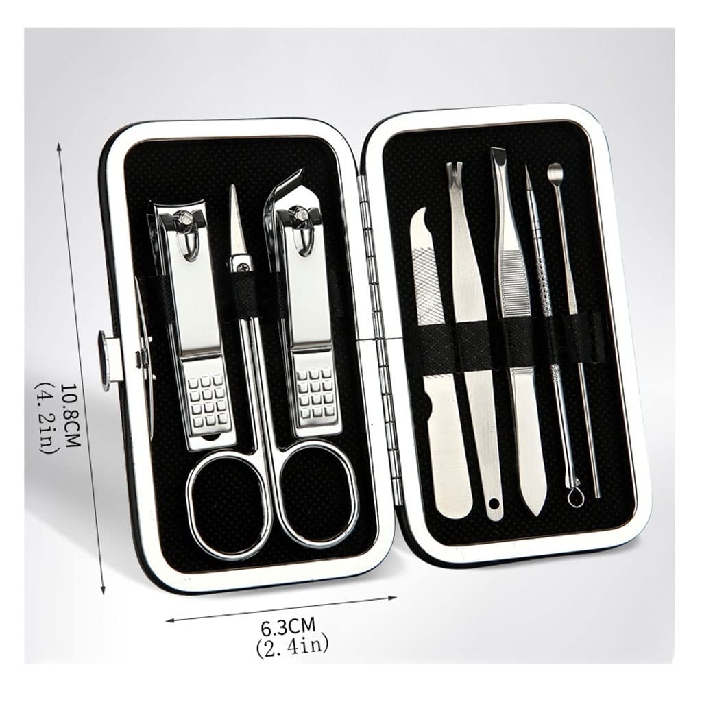 Nagelknipser-Set, Nagelknipser-Set, schwarzer Edelstahl, Nagelmaniküre-Werkzeuge, Home Beauty-Nagelset, Reise-Geschenkbox, Nagelset, 8-teiliges Nagelscheren-Set