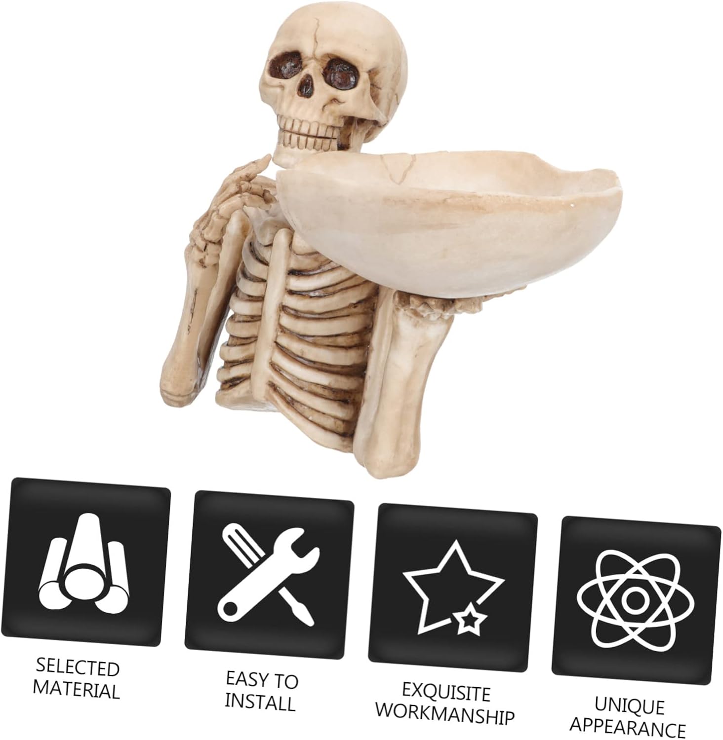 Cabilock Modern Skeleton Design Fruit Storage Tray Unique Punk Style Sundries Holder for Home Decor Stylish Desktop Ornament for Parties and Gatherings