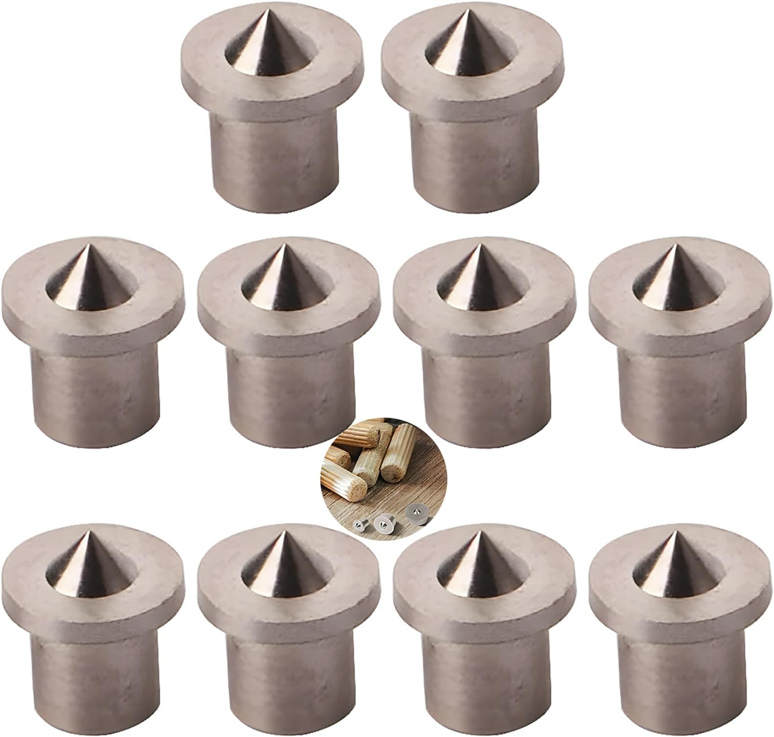 CESFONJER Dowel Pin Center Woodworking Alignment Tool Points Marker Drill Center, 5 mm Dowel Drill Center Points Pin Set (10 pcs)