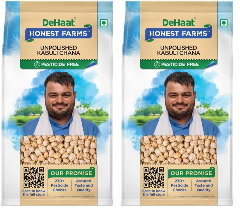 Image of DeHaat Honest Farms Pesticide Free Unpolished Kabuli Chana 1 KG (Pack of 2)