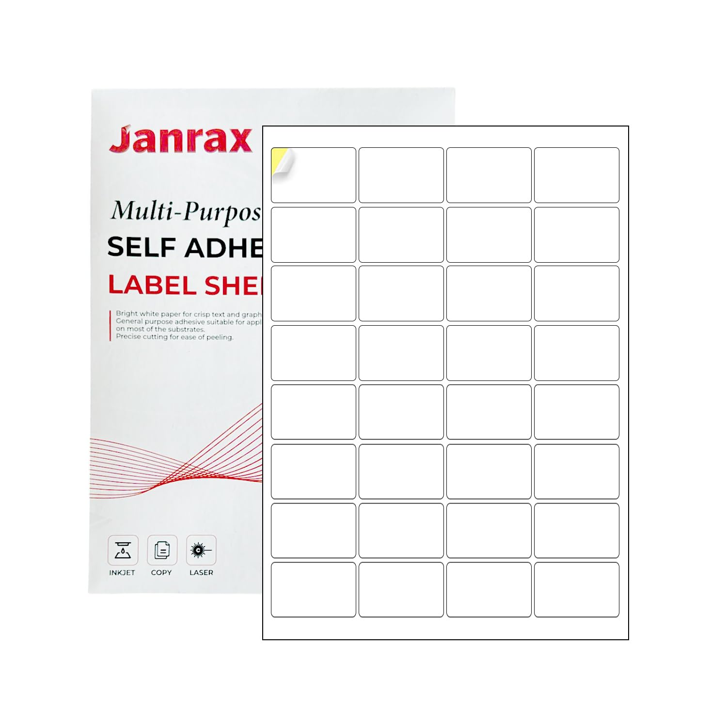 49x30mm Barcode & Product Labels – Pack of 3200 (32 Per Sheet) White Self Adhesive Printable Labels on A4 Sheets - Compatible with Inkjet & Laser Printers Labels, Address Mailing, Office Labelling