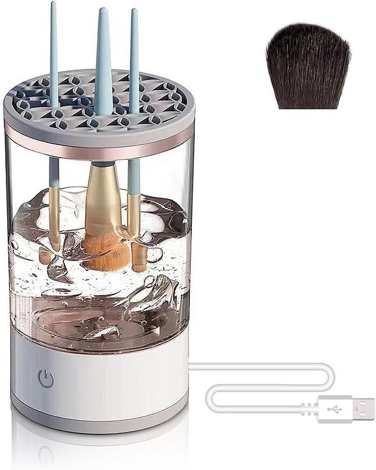 Brushly Pro Cosmetic Brush Cleaner, Electric Makeup Brush Cleaner, USB Powered Automatic Spinning Beauty Tools Set, For For All Size Makeup Brus (1Set)