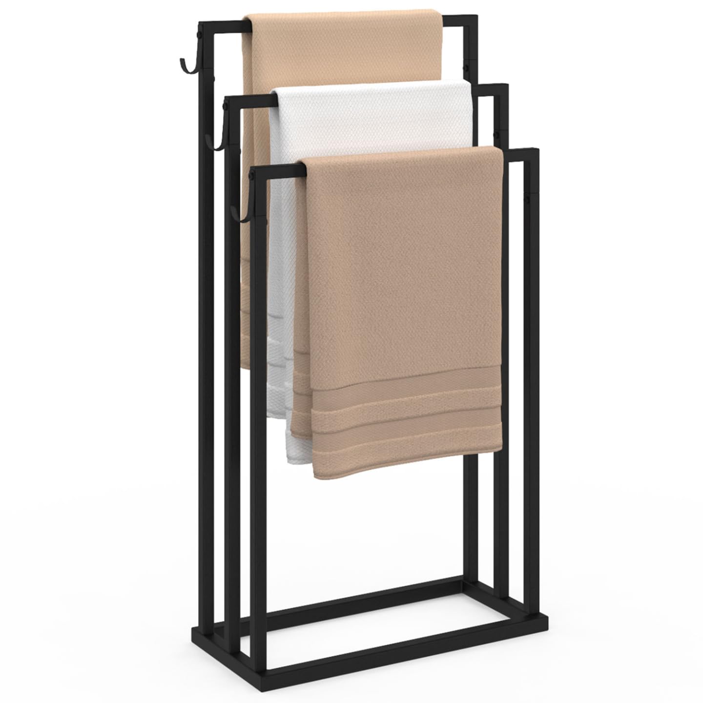 IDMarket - Porte-​Serviettes sur Pied 3 Niveaux Dallas métal Noir Design Industriel