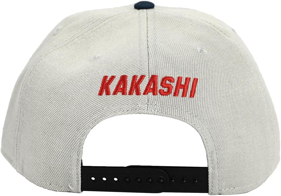 Bioworld Naruto Anime Kakashi Sharingan Character Billboard Logo Embroidered Snapback Hat for Men White - Image 6