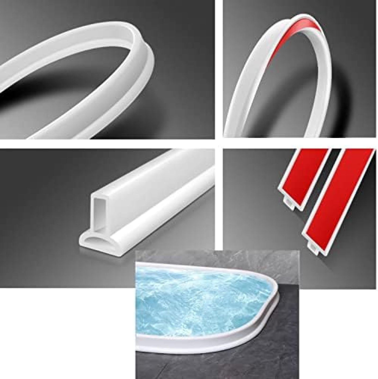 Generico Striscia Impermeabile Pieghevole, Silicone Antigoccia | Dimensioni Personalizzabili: 100x2x1,5 Cm, Adatte A Diversi Ambienti, Inclusi Bagni E Cucine (gray 1 meter)
