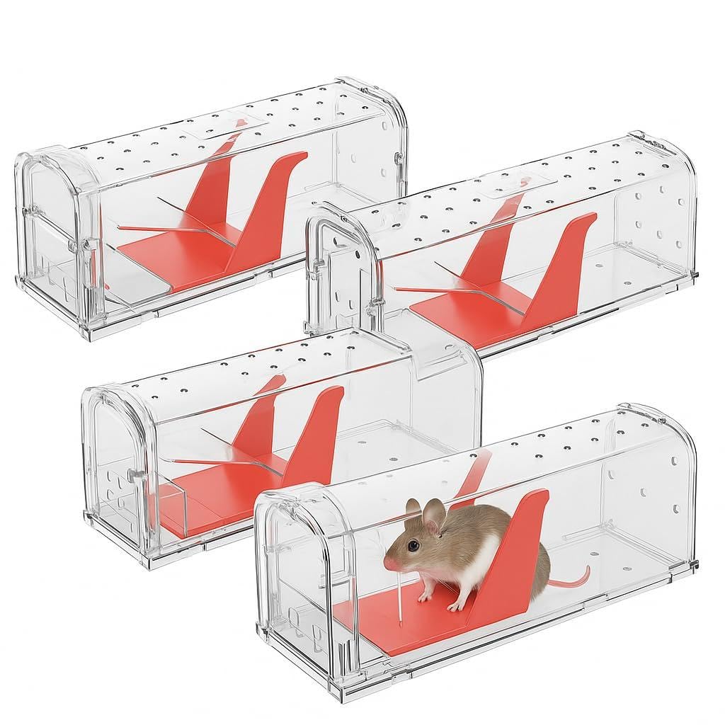 ROSHIELD 4 X Humane Mouse Traps for Indoors and Outdoors, Duty Pest Trap for Catch Alive. Pets and Children Friendly. Reusable Rodent Mice Trap. Quick-image-29