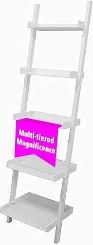 Kiera Grace Estantería moderna de madera de 5 niveles color blanco
