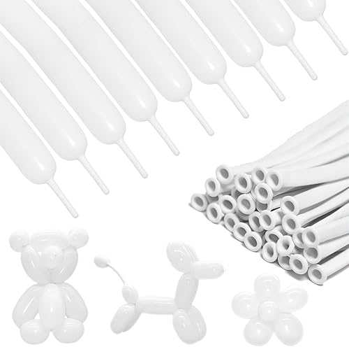 FOTIOMRG 100 globos blancos de 260 globos largos para guirnalda de globos, globos mágicos delgados de látex para decoraciones de fiesta de cumpleaños