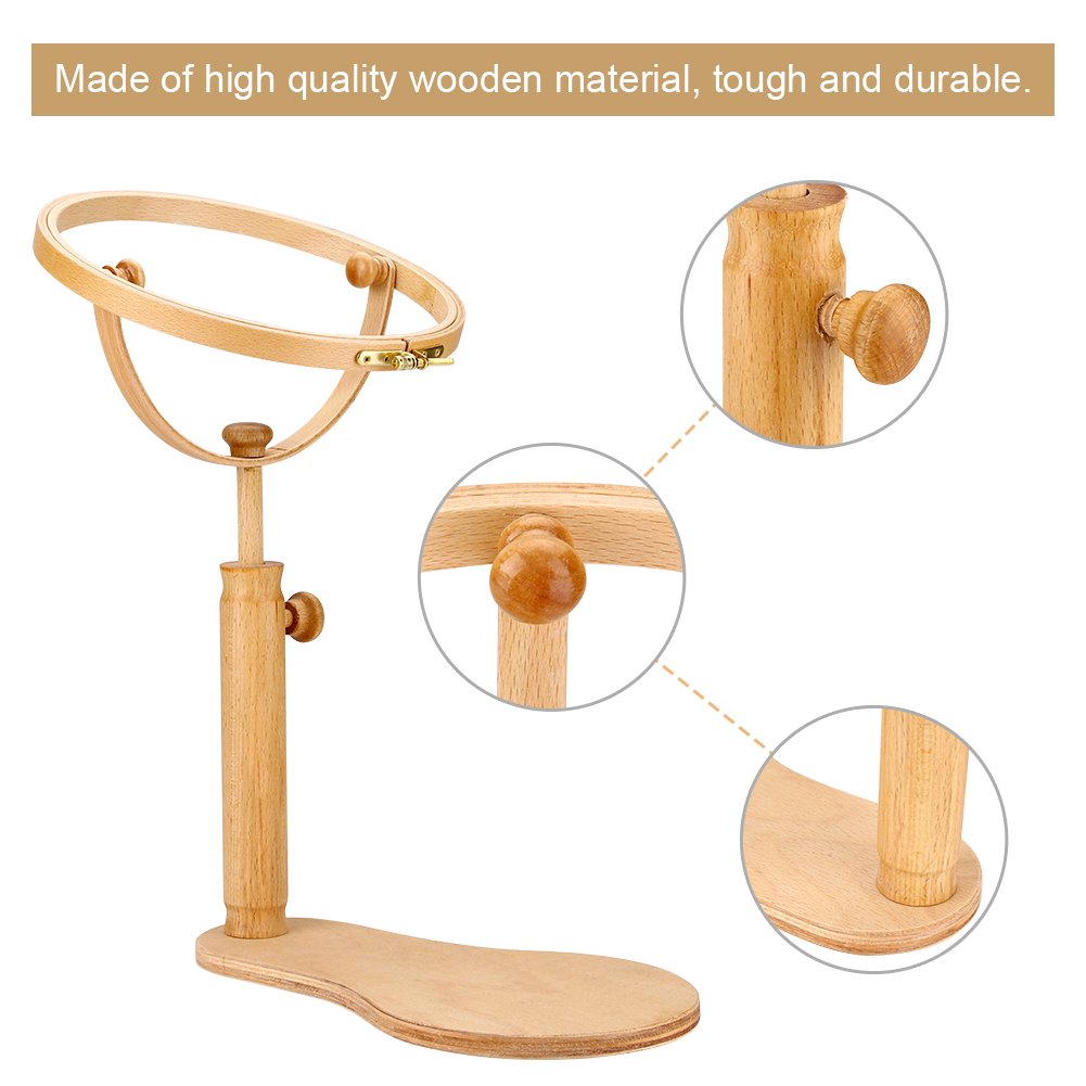 Drehbarer Stickrahmen Aus Holz, 360° Drehbar Und Verstellbar, Für Kreuzstich- Und Stickprojekte, 21 Mm