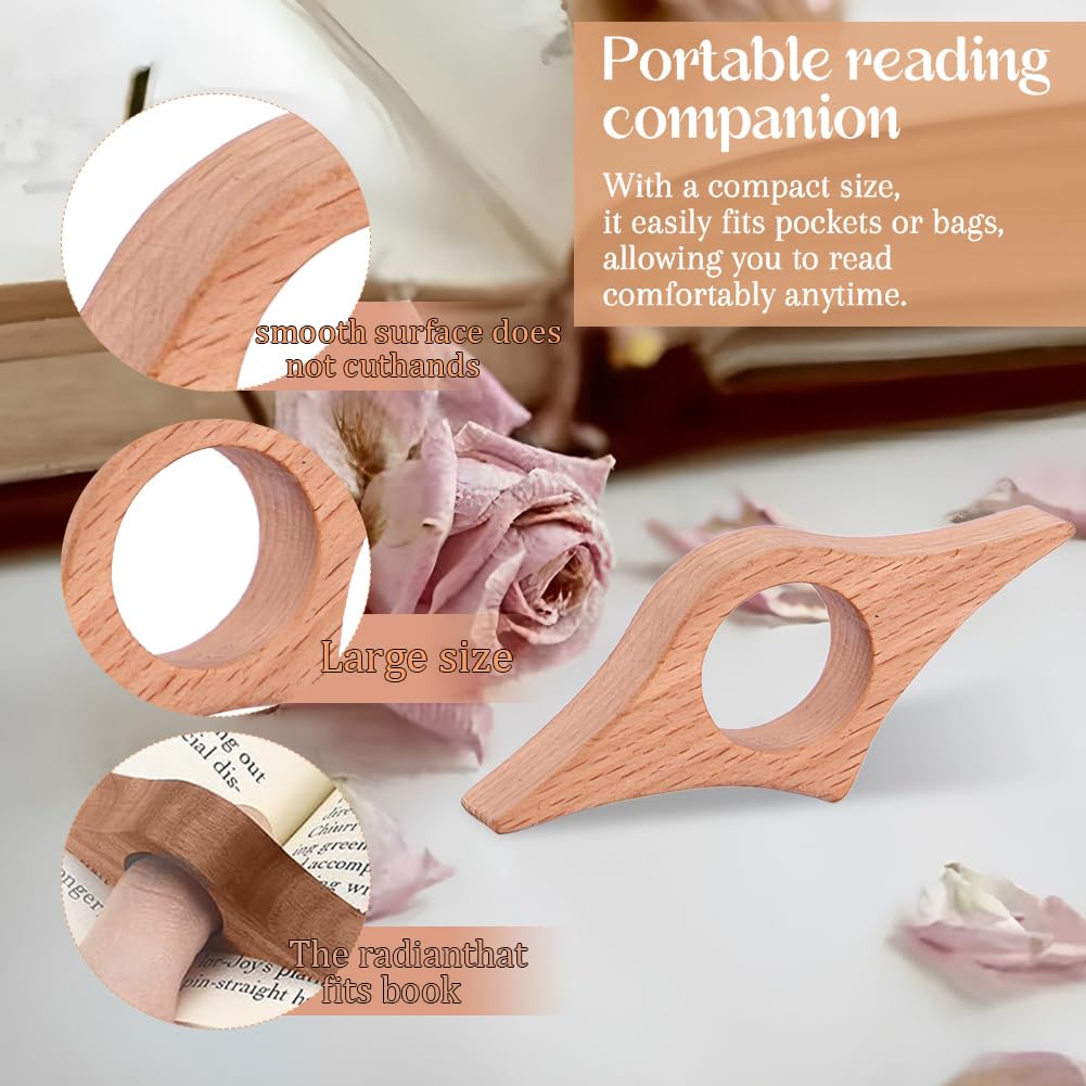 Wooden Thumb Book Holder 3pcs ， Organizador de Páginas de Lectura con Diseño Único, para Amantes de los Libros & Lectores ，Asistente de Marcador para Marcado de Páginas & Lectura